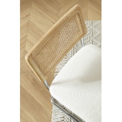 Lot de 2 chaises ELLA cannage et tissu bouclette écru pieds métal chromé
