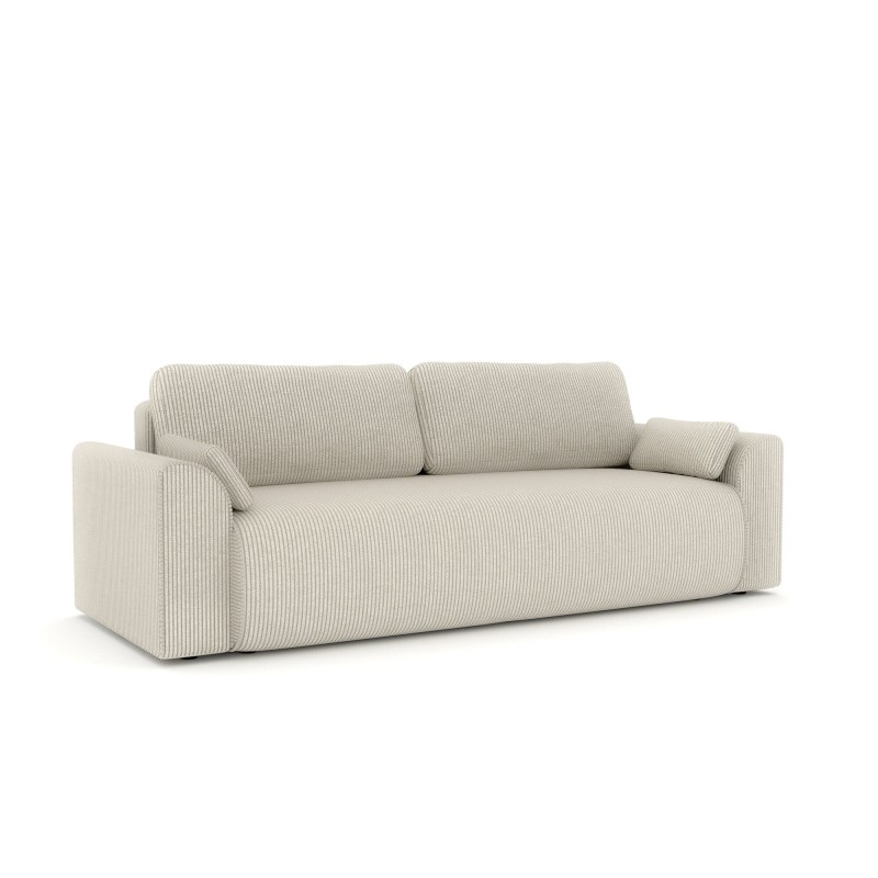 Canapé droit CAPUCINS convertible velours cotêlé beige 3 places