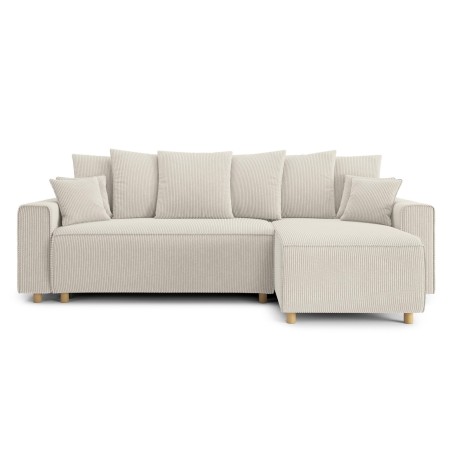 Canapé d'angle CHARTRONS convertible velours côtelé beige 4 places