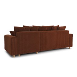 Canapé d'angle CHARTRONS convertible velours côtelé terracotta 4 places