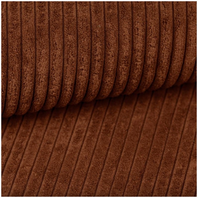 Canapé droit CHARTRONS convertible velours côtelé terracotta 3 places