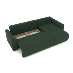 Canapé angle CAPUCINS convertible velours côtelé vert 4 places