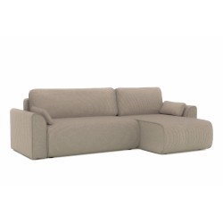 Canapé angle CAPUCINS convertible velours côtelé grège 4 places