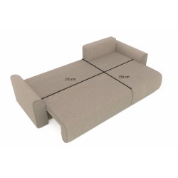 Canapé angle CAPUCINS convertible velours côtelé grège 4 places