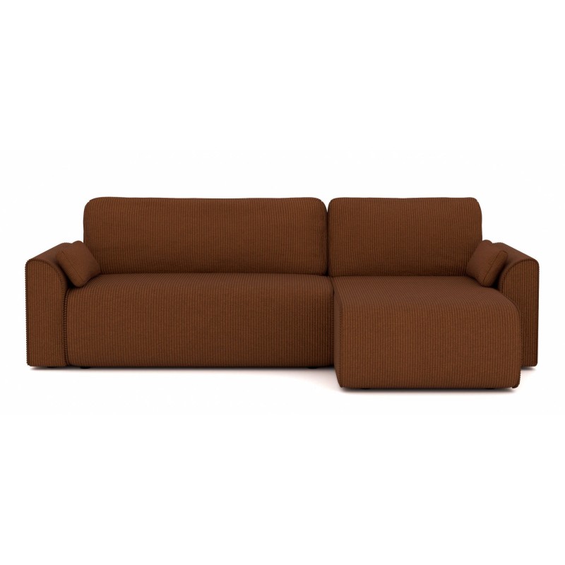 Canapé angle CAPUCINS convertible velours côtelé terracotta 4 places