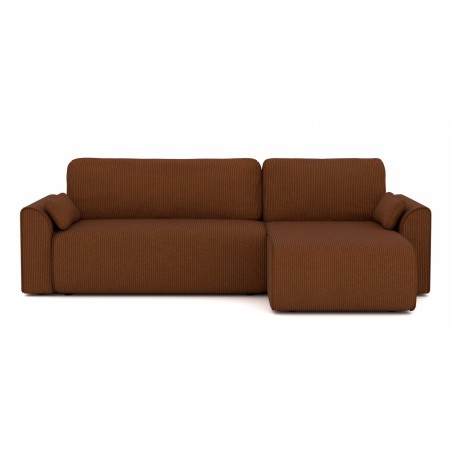 Canapé angle CAPUCINS convertible velours côtelé terracotta 4 places
