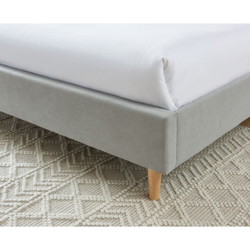 Lit MARIUStissu gris perle160x200 sommier inclus