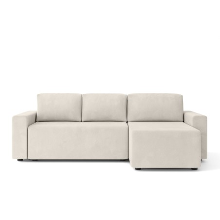 Canapé angle MAX convertible velours beige 4 places