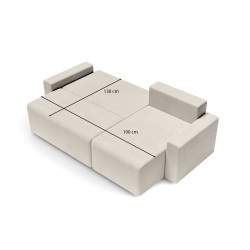 Canapé angle MAX convertible velours beige 4 places