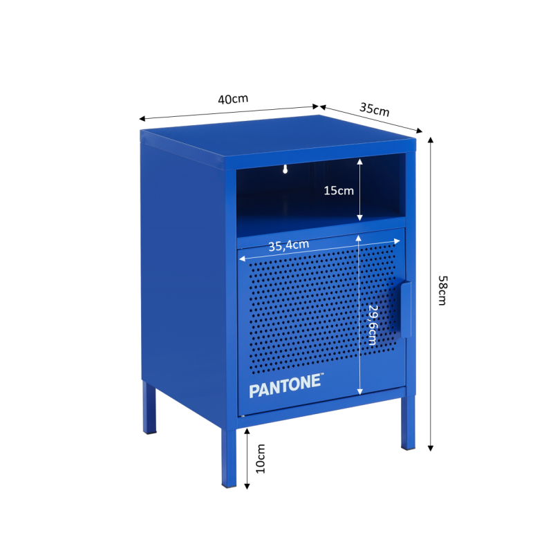 Table de chevet PANTONE métal bleu électrique 40cm
