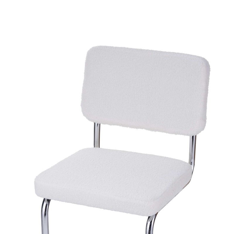 Lot de 2 tabourets JACK en tissu bouclette blanche avec pieds métalliques