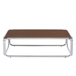 Table basse MAGGY placage noyer structure en chrome