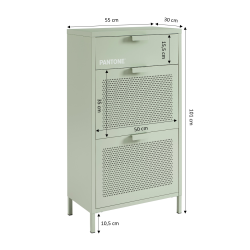 Meuble à chaussures PANTONE métal vert amande 55cm