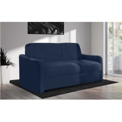 HORACE canapé convertible 3 places bleu nuit matelas Dunlopillo 140cm