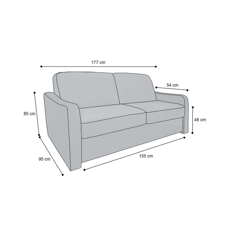 HORACE canapé convertible 3 places bleu nuit matelas Dunlopillo 140cm