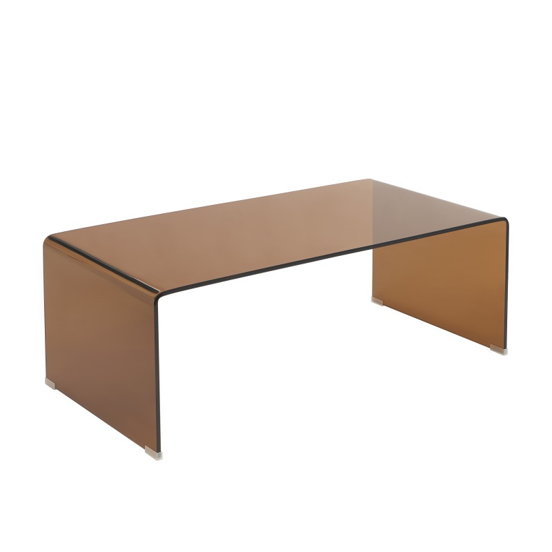 Table basse GINZA verre trempé caramel 120cm