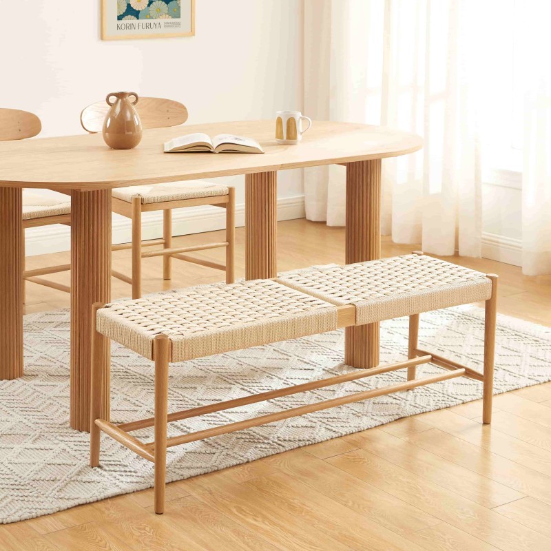 Banc MOTTO chêne massif et corde 120cm