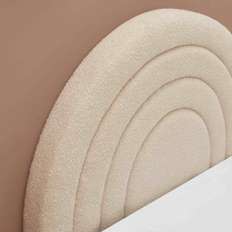Lit enfant BOO tissu bouclette beige 90x190 sommier inclus