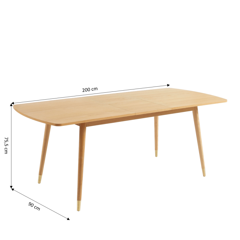 Table extensible LEON effet chêne 160-200cm