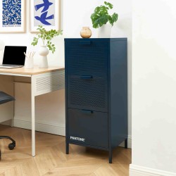 Meuble de rangement PANTONE métal bleu nuit 3 tiroirs h105cm