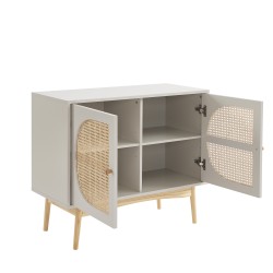 Buffet SIXTINE gris perle et cannage rotin 90cm