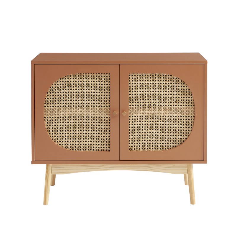 Buffet SIXTINE terracotta et cannage rotin 90cm