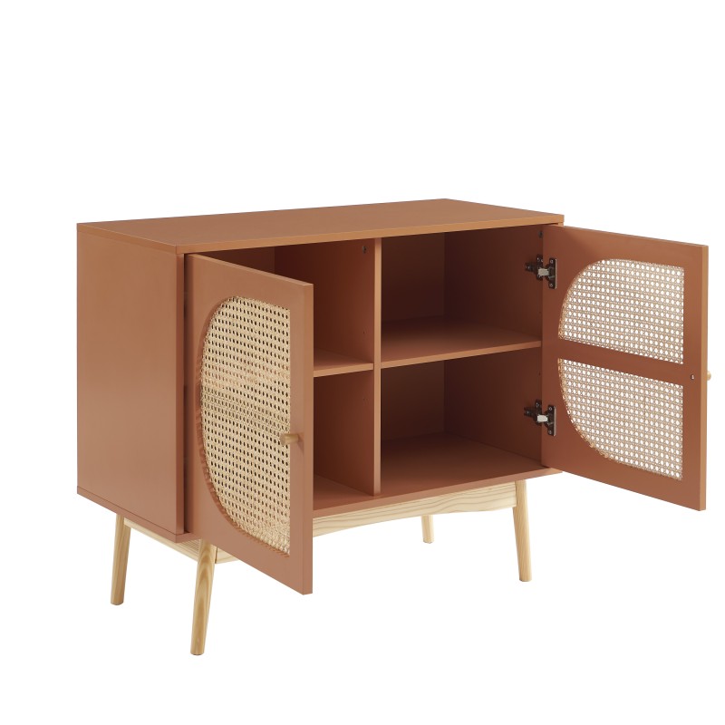 Buffet SIXTINE terracotta et cannage rotin 90cm
