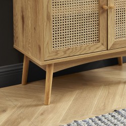 Bibliothèque INES effet chêne et cannage rotin 80cm