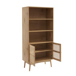 Bibliothèque INES effet chêne et cannage rotin 80cm
