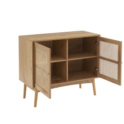 Buffet INES effet chêne et cannage rotin 90cm