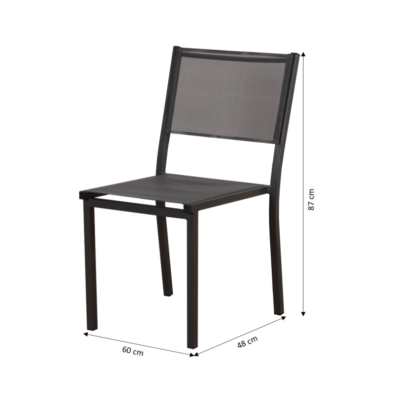 Ensemble repas DINA gris foncé 8 places en aluminium avec table extensible