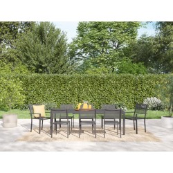 Ensemble repas DINA gris foncé 8 places en aluminium avec table extensible