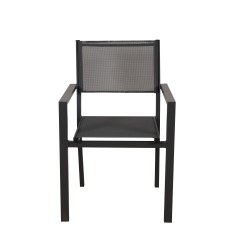 Ensemble repas DINA gris foncé 8 places en aluminium avec table extensible