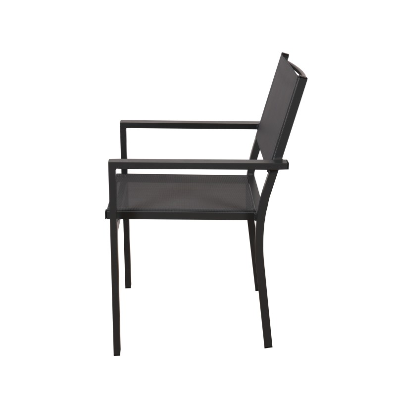Ensemble repas DINA gris foncé 8 places en aluminium avec table extensible