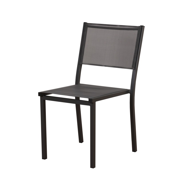 Ensemble repas DINA gris foncé 8 places en aluminium avec table extensible