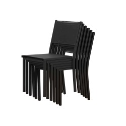Ensemble repas DINA gris foncé 8 places en aluminium avec table extensible