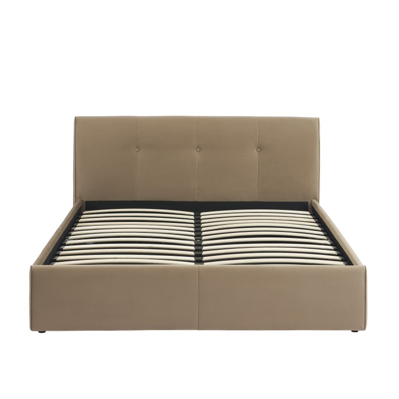 Lit coffre SEGURO velours marron 160x200 sommier inclus
