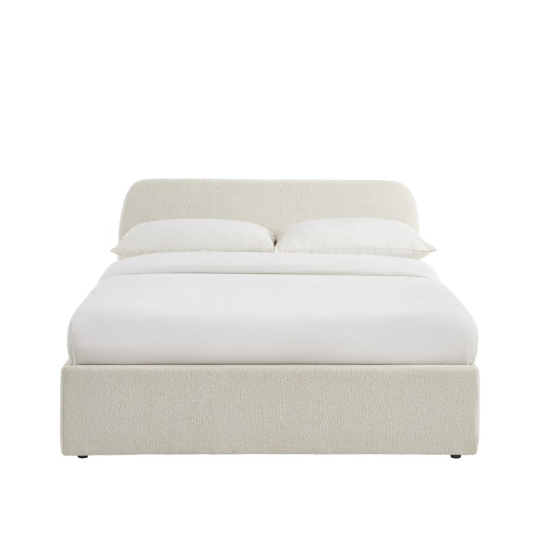 Lit coffre GELA tissu chenille blanc 140x190 sommier inclus