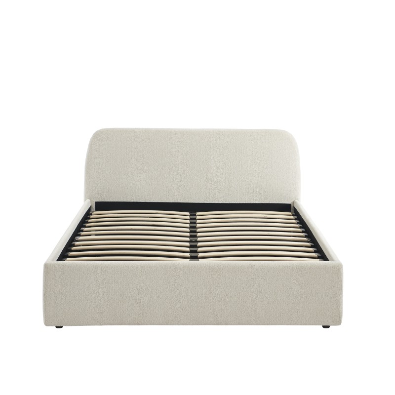 Lit coffre GELA tissu chenille blanc 140x190 sommier inclus