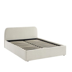 Lit coffre GELA tissu chenille blanc 140x190 sommier inclus