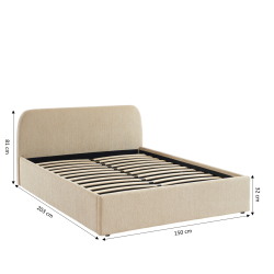Lit coffre GELA tissu chenille grege 140x190 sommier inclus