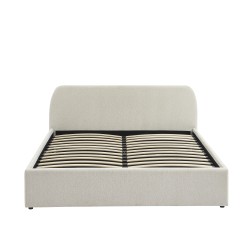 Lit coffre GELA tissu chenille blanc 160x200 sommier inclus