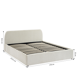 Lit coffre GELA tissu chenille blanc 160x200 sommier inclus