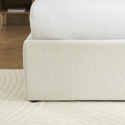 Lit coffre GELA tissu chenille blanc 160x200 sommier inclus