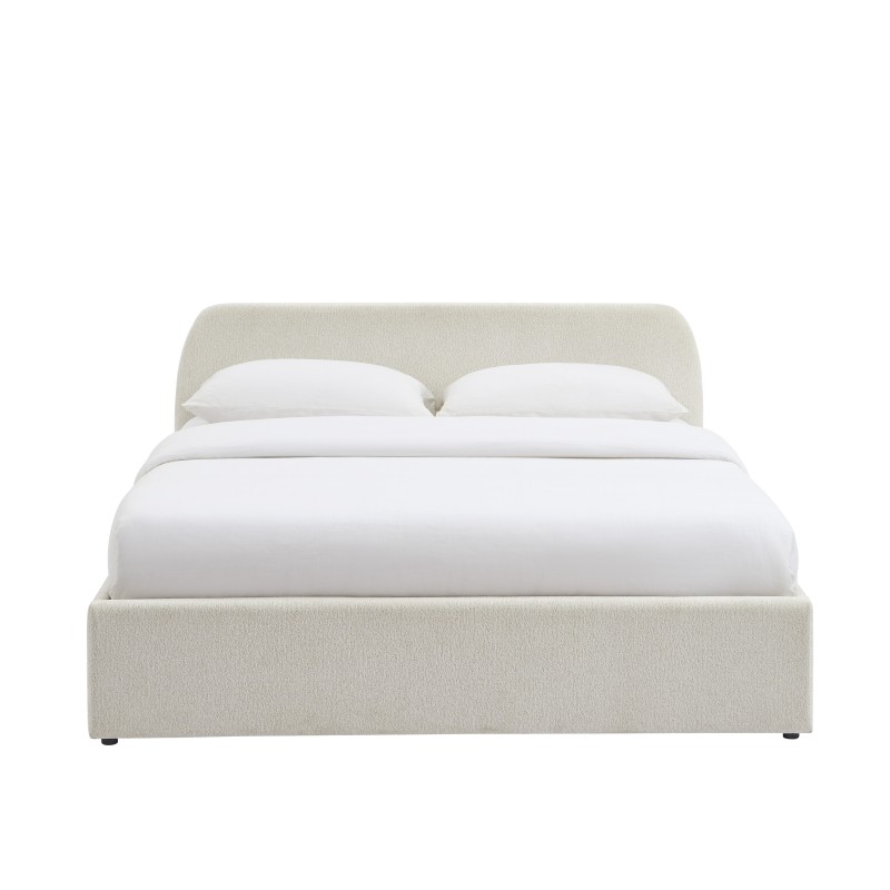 Lit coffre GELA tissu chenille blanc 160x200 sommier inclus