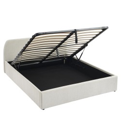 Lit coffre GELA tissu chenille blanc 160x200 sommier inclus