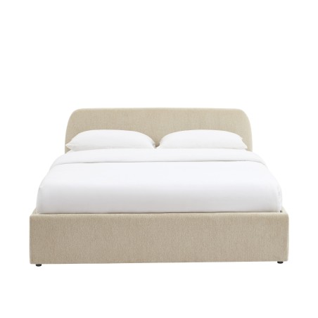 Lit coffre GELA tissu chenille grege 160x200 sommier inclus