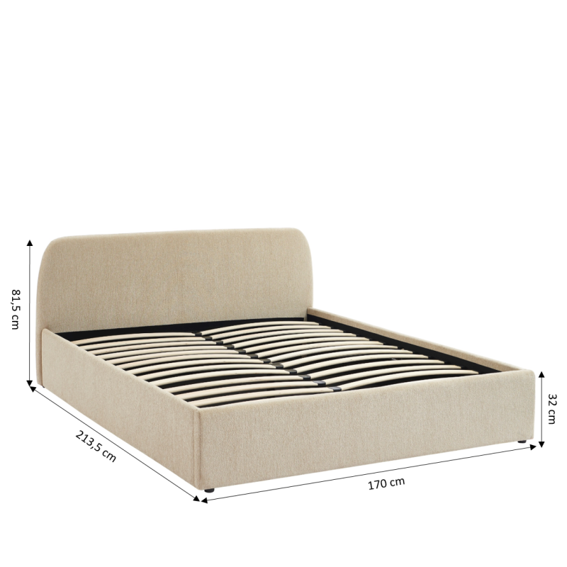 Lit coffre GELA tissu chenille grege 160x200 sommier inclus