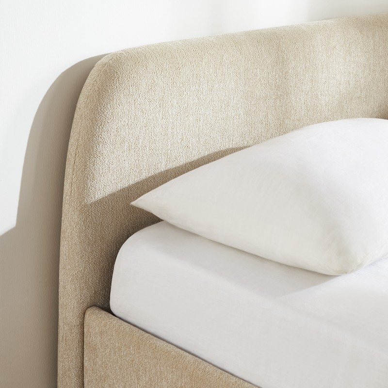 Lit coffre GELA tissu chenille grege 160x200 sommier inclus