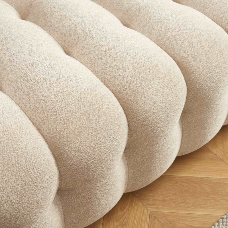 Canapé droit TOBI en tissu beige fixe 3 places